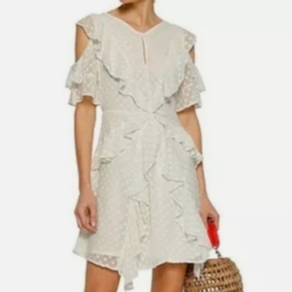 $359 Walter Baker Population White Crew Neck Dotted Keyhole Vickie Dress Size 6 - Picture 1 of 17